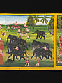 Royal processions, ceremonies and entertainments, Court of King Mindon or Thibaw, or associated workshops, Watercolor and gold on mulberry paper, with gilt lacquered wood covers and cloth lined box, Burma