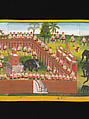Royal processions, ceremonies and entertainments, Court of King Mindon or Thibaw, or associated workshops, Watercolor and gold on mulberry paper, with gilt lacquered wood covers and cloth lined box, Burma