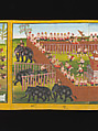 Royal processions, ceremonies and entertainments, Court of King Mindon or Thibaw, or associated workshops, Watercolor and gold on mulberry paper, with gilt lacquered wood covers and cloth lined box, Burma
