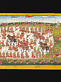 Royal processions, ceremonies and entertainments, Court of King Mindon or Thibaw, or associated workshops, Watercolor and gold on mulberry paper, with gilt lacquered wood covers and cloth lined box, Burma