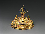 Three-Dimensional Mandala, Gilt copper inlaid with coral, lapis lazuli, and turquoise, Nepal