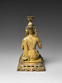 Lamp Bearer, Presumed Portrait of Lady Bharamayi, Gilt-copper alloy, Nepal
