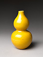 Vase in Shape of Double Gourd, Porcelain with yellow glaze (Jingdezhen ware), China
