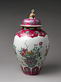 Jar with Basket of Auspicious Flowers, Porcelain painted with colored enamels over transparent glaze (Jingdezhen ware), China