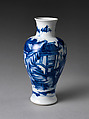 Vase with Scholars in Landscape, Porcelain painted with cobalt blue under transparent glaze (Jingdezhen ware), China