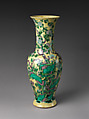 Vase with Rocks and Flowers, Porcelain painted with colored enamels on the biscuit (Jingdezhen ware), China