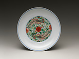 Dish with Phoenixes, Porcelain painted with cobalt blue under and colored enamels over transparent glaze(Jingdezhen ware), China