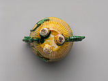 Teapot in Shape of a Lotus Plant, Porcelain with raised and applied decoration under colored glazes (Jingdezhen ware), China