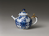 Teapot, Porcelain painted with cobalt blue under transparent glaze (Jingdezhen ware); European mount, China