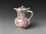 Ewer in Shape of Tibetan Monk’s Cap, Porcelain painted with copper red under transparent glaze (Jingdezhen ware), China