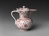 Ewer in Shape of Tibetan Monk’s Cap, Porcelain painted with copper red under transparent glaze (Jingdezhen ware), China