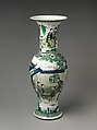 Vase with Women’s Activities, Porcelain painted with colored enamels over transparent glaze (Jingdezhen ware), China