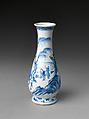 Vase with equestrian figure in landscape, Porcelain painted in underglaze cobalt blue (Jingdezhen ware), China