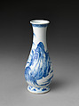 Vase with equestrian figure in landscape, Porcelain painted in underglaze cobalt blue (Jingdezhen ware), China
