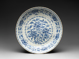 Plate with Peonies, Stoneware painted with cobalt blue under transparent glaze, Vietnam
