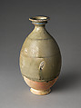 Bottle, Stoneware with incised decoration under celadon glaze, China