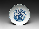 Dish with Blossoming Plum and Crescent Moon, Porcelain painted with cobalt blue under transparent glaze (Jingdezhen ware), China