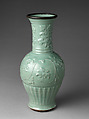 Vase with Peony Scrolls, Porcelain with molded decoration under celadon glaze (Longquan ware), China