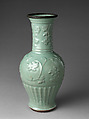 Vase with Peony Scrolls, Porcelain with molded decoration under celadon glaze (Longquan ware), China