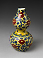 Vase, Porcelain painted in underglaze blue and overglaze yellow and red enamels, China