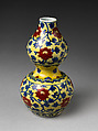 Vase, Porcelain painted in underglaze blue and overglaze yellow and red enamels, China