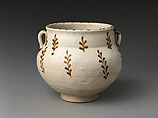 Jar with Leaf Decoration, Stoneware painted in brown on white slip under transparent glaze (Cizhou ware), China