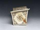 Pillow with landscapes featuring Daoist figures and a tiger, Zhang family workshop, Stoneware with painted decoration over white slip under clear glaze (Cizhou ware), China