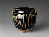 Jar with Handles, Stoneware with applied white slip ribs and black glaze (Cizhou ware), China