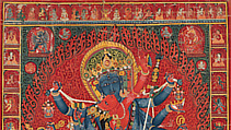 Chakrasamvara with His Consort Vajravarahi, Distemper on cotton, Central Tibet