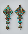 Ear Ornament for a Deity, Mercury, gilt silver, rubies, emeralds, sapphires, lapis lazuli, coral, pearls, and turquoise, Nepal