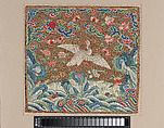 Rank Badge with Bird and Flower Motifs, Silk with metallic thread, China