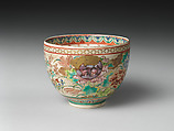 Teabowl, Stoneware with polychrome enamels and gold over finely crackled glaze (Satsuma ware), Japan