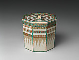 Water Jar (Mizusashi) with Geometric Patterns, Stoneware with polychrome enamels and gold over finely crackled glaze (Satsuma ware), Japan