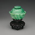 Bowl with cover, Jadeite, light emerald-green mingled with lavender-gray, China