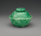 Bowl with cover, Jadeite, light emerald-green mingled with lavender-gray, China
