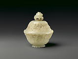 Bowl with cover, Nephrite, white with faint grayish tint, China