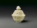 Bowl with cover, Nephrite, white with faint grayish tint, China