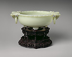 Bowl with handles, Nephrite, white with very light greenish tint, China