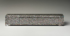 Palm-leaf Manuscript Storage Box, Lacquered wood with mother-of-pearl inlay; brass hinges and keyed lock., Thailand