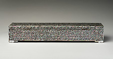 Palm-leaf Manuscript Storage Box, Lacquered wood with mother-of-pearl inlay; brass hinges and keyed lock., Thailand