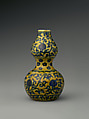 Gourd-Shaped Bottle with Lotuses, Porcelain painted with cobalt blue under and colored enamels over transparent glaze (Jingdezhen ware), China
