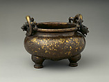 Incense burner, Copper alloy, parcel gilding, China