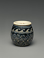 Tea Caddy (Chaire), Porcelain with underglaze blue decoration (perhaps Kyoto ware); ivory lid, Japan