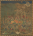 Death of the Historical Buddha (Nehan-zu), Hanging scroll; ink, color, and gold on silk, Japan