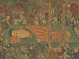 Death of the Historical Buddha (Nehan-zu), Hanging scroll; ink, color, and gold on silk, Japan