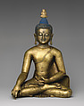 Buddha Shakyamuni, Brass with colored pigments, Central Tibet