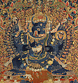 The Deity Vajrabhairava, Tantric Form of the Bodhisattva Manjushri, Silk embroidery with metal thread and horsehair on silk satin, China