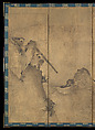 Gibbons in a Landscape, Sesson Shūkei 雪村周継 (ca. 1504–ca. 1589), Pair of six-panel screens; ink on paper, Japan
