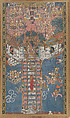 The Buddha Descending from Trayastrimsa Heaven at Sankissa, Color on silk; framed, Thailand