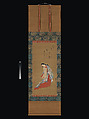 Standing Courtesan, Tōsendō Rifū (Japanese, active ca. 1730), Hanging scroll; ink and color on silk, Japan